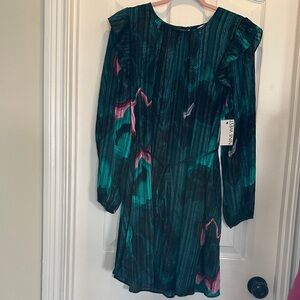 Nine West Long Sleeve Dress in Green and Pink